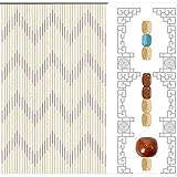 PIOJNYEN Holzperlenvorhang Türvorhang Perlenvorhang Holz Fliegen Türvorhang Door Curtain 91x220cm 31 Stränge Türvorhang