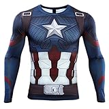 HOOLAZA 2019 Captain America T Shirt Herren Joggen Motion Fitness Shirt Long S