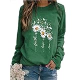 SEWORLD Tunika Damen Gedruckt Flare Sleeve Tops Übergröße Blusen Schlüsselloch T-Shirts Strandbluse für Langarmshirts Winter Frühlings Leinenbluse mit Blumenmuster Ob