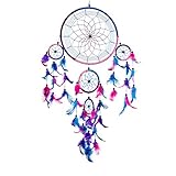 PINK PINEAPPLE Dreamcatcher bunt mit Federn: Handgemachter Traumfänger in Vielen Farben - Königsblau, Rosa, Lila, Großer Traumfanger (22 x 60 cm)