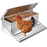 ybaymy Automatischer Hühner Futterspender 5 kg Füllmenge Hühnerfutterautomat Futtertrog Geflügel-Futterspender Futterautomat mit Deckel aus Aluminium für Hühner und Geflügel Wasserfest R