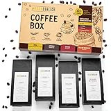 BRÜHDERLICH Kaffeebohnen Probierset ganze Bohnen - Frisch aus der Rösterei - Premium Kaffee Geschenk - Geschmackliche Vielfalt - Kaffee Geschenkset - Barista Kaffeebohnen - Kaffee Probierset 4 x 250g