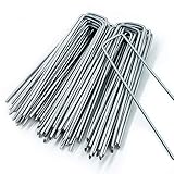 AGAKY 50PCS Erdanker Verzinkt aus Stahldraht, Bodenanker für Unkrautvlies, Gartenvlies, Camping, Gartenschlauch, Anti-Rost Uförmige Erdanker 150mm Lang, 25mm Breit, 3mm Stärk