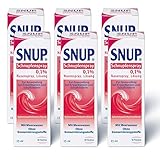 Snup 6x Schnupfenspray 0, 1 Prozent - Nasenspray mit Meerwasser - Lösung zur Abschwellung der Nasenschleimhaut bei Schnupfen - 6 x 15 ml, 90