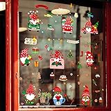 Poeland Fensterbilder Weihnachten Fensteraufkleber Fenstersticker PVC Elektrostatische Weihnachtsdeko Fensterdeko Schneeflocken Fensterbilder für Türen,Schaufenster, Vitrinen, G