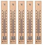 Lantelme 5 Stück Holz Thermometer Deutsche Herstellung aus Buchenholz analog auch für Außen Garten und Innen 4852