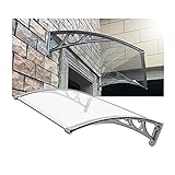 YJFENG Haustür Polycarbonat-Baldachin, Gebogen Fenstermarkise Wanddekoration, Stabil Draussen Raucherbereich Regenschutz Anti-Regen/Schnee Für Veranda, Terrasse (Color : Klar, Size : 60x300cm)