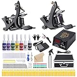 HAWINK Tattoo Komplettes Tattoo-Kit für Anfänger Tattoo-Netzteil-Kit 7 Tattoo-Tinten-Set 50 Tattoo-Nadeln 2 Pro Tattoo-Maschinen-Kit Tattoo-Zubehör TK-HW2002