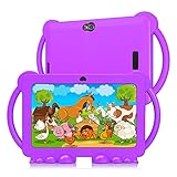 Kinder Tablet 7 Zoll Android 10 Tablet für Kinder 3GB Ram 32GB Rom 1024 * 600 HD-Display Kleinkind Tablet mit GMS WiFi Doppelkamera Vorinstalliert Google Play IWAWA-App kindgerechter Hülle (Lila)
