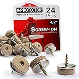 Filz-Gleiter Mit Schraube X-Protector - Möbelgleiter-Set 24 Stück - Beige Filzgleiter Ø 20 mm - Bodengleiter - Stuhlgleiter zum Schrauben vernickelt - Effektiver Schutz Ihrer Möbel & Stühle!