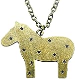 Halskette 43X35Mm Pferd Anhänger Halskette für Frauen Halskette Kette Schmuck Vintage Antik Bronze Farbe Anhänger Halskette Mädchen Jungen Geschenk