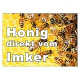 Werbeschild HONIG direkt vom Imker A3 (42x30 cm) Imkerei Werbung Schild B