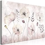 decomonkey Akustikbild Blumen 90x60 cm 1 Teilig Bilder Leinwand Bilder Wandbilder XXL Schallschlucker Schallschutz Akustikdämmung Wandbild Lilien Abstrakt Violett Vintage Natur Desig