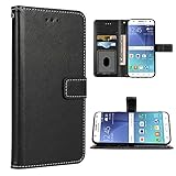 FDCWTSH Kompatibel mit Samsung Galaxy J5 2015 Wallet Case Handschlaufe Lanyard Leder Flip Cover Kartenhalter Handy Hüllen für Glaxayj5 Glaxay GalaxyJ5 SM J500 J500F J500H Schw