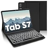 AVNICUD Tastatur mit Schutzhülle für Samsung Galaxy Tab S7 11 Zoll 2020, abnehmbare Bluetooth-Tastatur mit 7 Farben Hintergrundbeleuchtung für Samsung Tablet (SM-T870 / 875), Schw