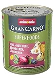 animonda Gran Carno adult Superfoods Hundefutter, Nassfutter für ausgewachsene Hunde, Rind + Rote Bete, Brombeeren, Löwenzahn, 6 x 800 g, 6er Pack (6 x 0.8 kilograms)