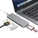 USB C Hub 7-in-1 USB C Hub für MacBook M1 Pro/Air mit 4K HDMI, 2 x USB 3.0, Kartenleser SD / Micro SD, Lade-Port PD 100 W, USB Hub kompatibel mit MacBook Pro/Air 2021/2020/2019/2018/2017