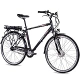 CHRISSON 28 Zoll E-Bike Trekking und City Bike für Herren - E-Gent schwarz mit 7 Gang Shimano Nexus Nabenschaltung - Pedelec Herren mit Ananda Vorderradmotor 250W, 36V