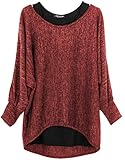 Emma & Giovanni - Damen Oversize Oberteile Tshirt/Pullover (2 Stück) / Made In Italy, L-XL, Bordeaux