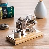 BJH Stirling-Motor Massivholz Grundplatte DIY Ganzmetall-Vakuumschaft Dampfmodell-Set Pädagogisches Spielzeug für Kinder Erwachsene Geschenk