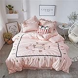 Bedding Set Cartoon Embroidery Duvet Cover Pillowcase Bed Sheet for Kids 1 Twin Size 3pcs (2 King Size 4pcs)