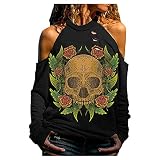 Damen Halloween kostümFrauen Casual Off Shoulder Halloween Aushöhlen Langarm Bluse Shirt Top