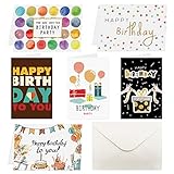 N/A/A Happy Birthday Cards Set, Happy Birthday Cards Sortiment with Envelopes Special for Mom Dad Grandparent Husband Wife Tante Onkel F