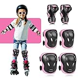 Lineluck Knieschoner Kinder Set 6 in 1, Protektoren Kinder, Schutzausrüstung Kinder Verstellbar Knieschützer Ellbogenschützer Handgelenkschoner Set für Inliner Skateboard Radfahren Roller Skating