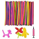 Bunt Lange Verdrehen Ballons ,100 PCS Modellierballons,Langer Ballons mit Luftpumpe,Deko Modeling Balloons Tierballons Mehrfarbenballons für Geburtstag Party H