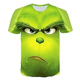 RKWEI Herren T-Shirt 3D Grün Monster Print Frauen Kurzarm Tops Bluse T-Shirt Persönlichkeit Neuheit Lässig Sommer Quick Dry Jungen und M