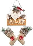 infactory Dekofiguren Weihnachten: Weihnachtsmann-Tür-Dekoration mit Welcome-Schriftzug, zum Aufhängen (Türdeko)