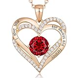 CDE Kette Damen 925 Sterling Silber Rosegold Forever Love Herz Geburtsstein Anhänger Halskette für Frauen Schmuck für Sie Frau Freundin Mama Weihnachten Geschenke Valentinstag Geburtstag