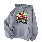 Xisimei Weihnachten Hoodie Pullover Unisex 3D Druck Christmas Herren Damen Langarm Sweatshirt mit Taschen Kapuzenp