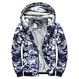 Herren Männer Reißverschluss Kapuzen Fleece Camouflage Jacken Mäntel Für Männer Trekkingjacke mit Kapuze Skijacke Fleece Warme Pilotenjacke Steppjacke Daunenjacken Thermojacke Plüschmantel für M