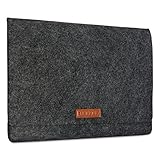 KANVASA Filz Laptop Sleeve 11-11,6 & 12 Zoll für MacBook Air (2018) MacBook Pro 13' Surface Pro 3 & 4 Dell XPS 13 - Premium Laptoptasche Hülle Laptophülle Tasche Filztasche anthrazit/braunes L