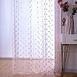 SAZDFY Einfach Voile Vorhang Panels Für Wohnzimmer,Pastorale Voile Embroideried Vorhang,Spitze Zarte Gardine Haken Oben-Rosa a 300x270cm(118x106inch)