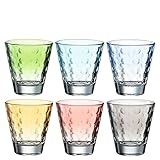 Leonardo Optic Trink-Gläser 6 er Set, spülmaschinenfeste Wasser-Gläser, bunte Trink-Becher aus Glas, farbiges Getränke-Set, 6 Stück 215 ml 025906