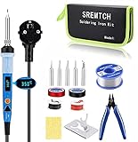 Lötkolben Set mit LCD-Display, SRMTCH 80W Digitales Professionelles Lötkolben-Kit mit Einstellbarer Temperatur 200 ℃ ~ 450 ℃, EIN / AUS-Schalter, 5 Stück Lötkolbenspitzen, Lö