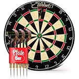 Elitedarts Dartscheibe Sisal | Offizielle Dartscheibe Steeldart [Anfänger Fortgeschritten Profi] Dartboard Set 6 Dartpfeile mit Metallspitze | Dartboard Set 6 Steeldarts und Montag