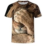 RelaxLife Herren 3D Druck T-Shirt 3D T-Shirt Tier Männer Frauen 3D König Der Löwen T-Shirt Digitaldruck Designed Stylish Sommersport Kurze Ärmel Tops C