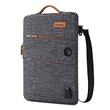 DOMISO 14 Zoll Wasserdicht Laptophülle mit USB Ladeanschluss Headphone Port Laptop Tasche für Acer Aspire 1 Swift 3 / HP Stream 14 Pavilion 14/14' Lenovo IdeaPad/Asus/Toshiba/MSI, Dunkelg