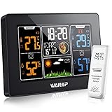 Wanap Weather Station Wetterstation Funk mit Außensensor, Digitales Wetterstation Innen Außen RCC Funkwetterstation Multifunktionale Wettervorhersage Thermometer Hygrometer Barometer, Funk