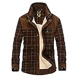 AXIU Herren Kariert Thermohemd Flanellhemd Winterjacke Fleecefutter schützendem Innenfutter Holzfällerhemd Arbeitshemd Reversjacke Hemd Winter Thermohemd Hemdjacke Winterjacke M