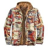 BIKETAFUWY Übergangsjacke Herren Strickjacken Winter Kariert Dick Fleece Gefüttert Militär Langarm Cargo Jacke Feldjacke Bomberjacke Hoodies Fleecejacke Arbeitshemd Flanell Jack