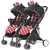 EEUK Doppelkinderwagen Zwillingswagen, Kinderwagen für Zwillinge, Nebeneinander Kinderwagen Teilbar, Leicht Zusammenzubauen, Große Stoßdämpfende Räder, Abnehmb