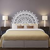 Kopfteil Mandala Wandtattoo Schlafzimmer Dekoration halbe Mandala Vinyl Wandtattoo geeignet für Lotus Mandala 90x42