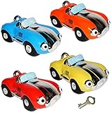 alles-meine.de GmbH Sparbüchse -  Rennwagen / Auto / Oldtimer  - stabile Spardose aus Porzellan / Keramik - mit Schlüssel - Fahrzeug Sparschwein lustig Führerschein - Autos N