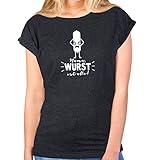 JUNIWORDS Damen T-Shirt -'Mama Wurst ist alle!' - große Auswahl an Motiven - Größe: S - Farbe: