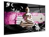 Bild aus Plexiglas, Dekoration Buddha Violett – Druck Glas Acryl Zen – Dekoration für Haus, Küche, Wohnzimmer, Schlafzimmer, Büro – 80 x 50