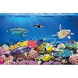 GREAT ART® XXL Poster Kinderzimmer – Aquarium – Wandbild Dekoration Unterwasserwelt Meeresbewohner Ozean Fische Delphin Schildkröte Korallenriff Wandposter Fotoposter Bild (140 x 100 cm)